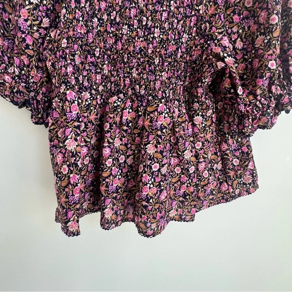 New Old Navy Square Neck Babydoll Top Puff Sleeve Floral CottageCore Peasant MD